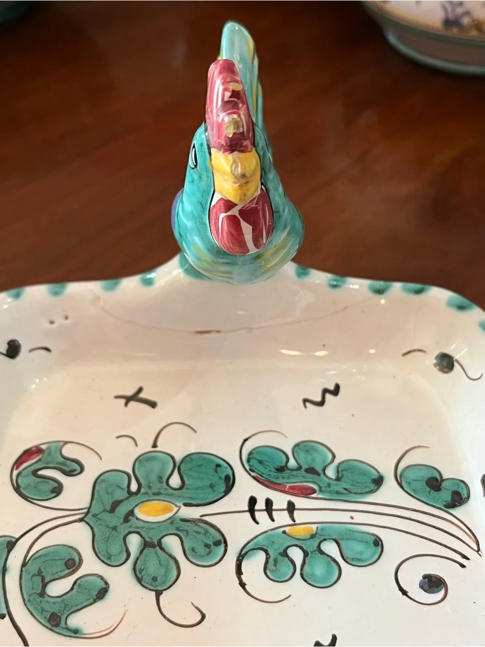 VTG PV Italy Orvieto Peasant Village Green Rooster Complimentary Serving Pieces